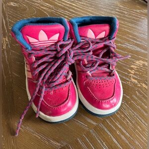 Toddler 5K, Adidas High Top Sneakers in Pink & Blue